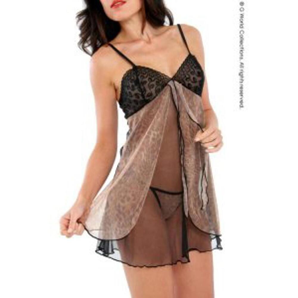 G World Intimates Gorgeous Tigress Split front babydoll NEW O/S